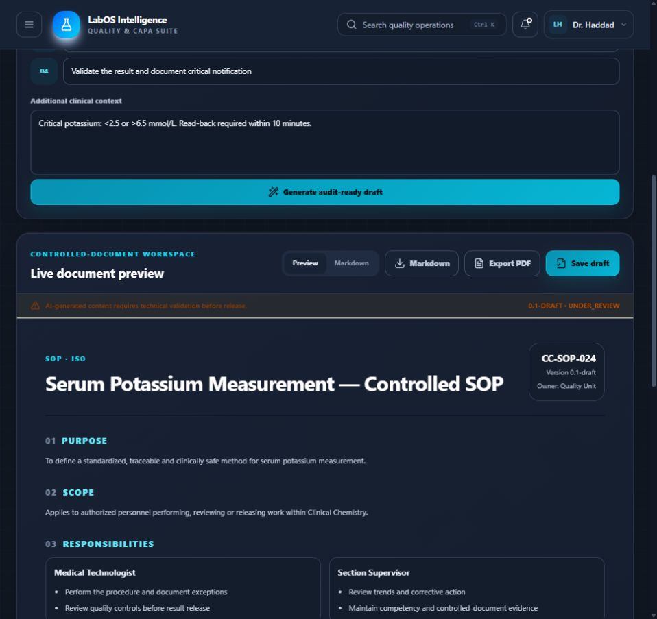 LabQMS Studio controlled SOP preview